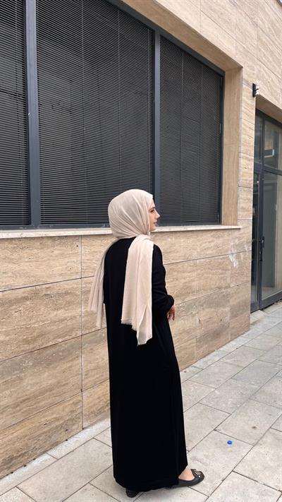 Nuss 509 Desenli Triko Elbise Siyah