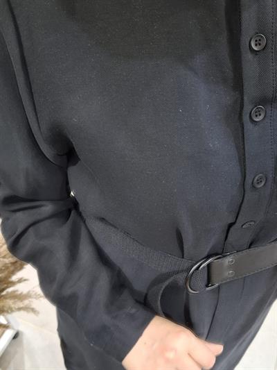 Nurcan Çetin Kemeli Uzun Tunik Gömlek Siyah 25442