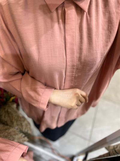 Nuss 3001 Oversize Düğmeli Gömlek Nude