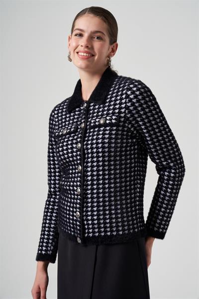 Nuss Kazayağı Desenli Hırka 7007 Siyah