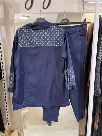 Fatma Danışman Garnili Ganvas Takım Lacivert 5308