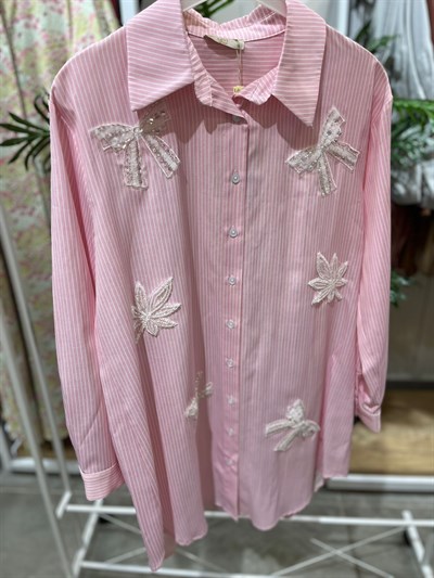 Levidor Pembe İnce Çizgili Gömlek 230936