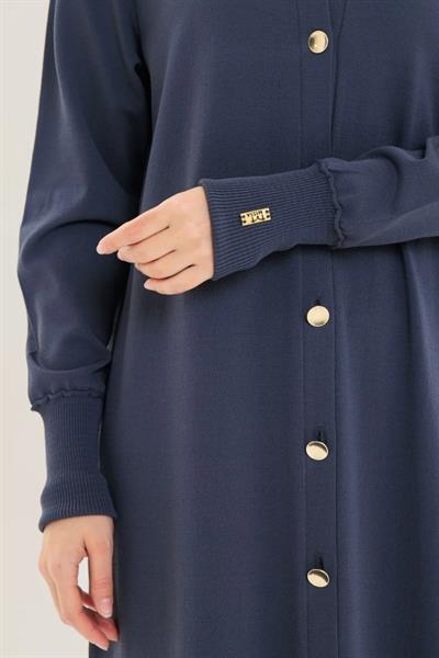 Missa Rayon Soğuk İp Balon Hırka Lacivert