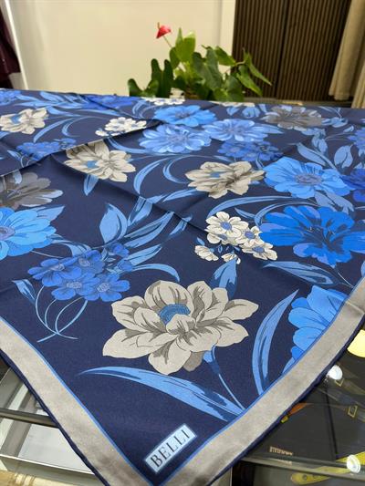 Belli Saf İpek Eşarp 4219D (T)-60 LACİVERT