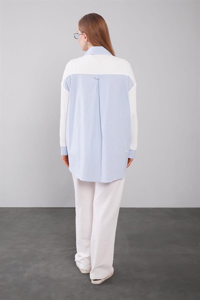 Levidor Mavi Omuz Bağlama Detaylı Gömlek 230418