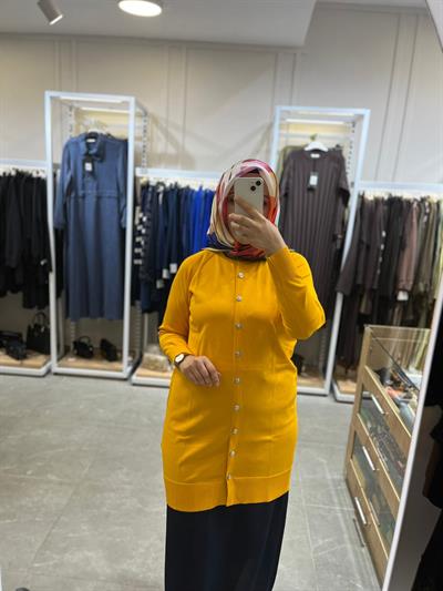 Nuss Önden Düğmeli Triko Hırka 300 Sarı