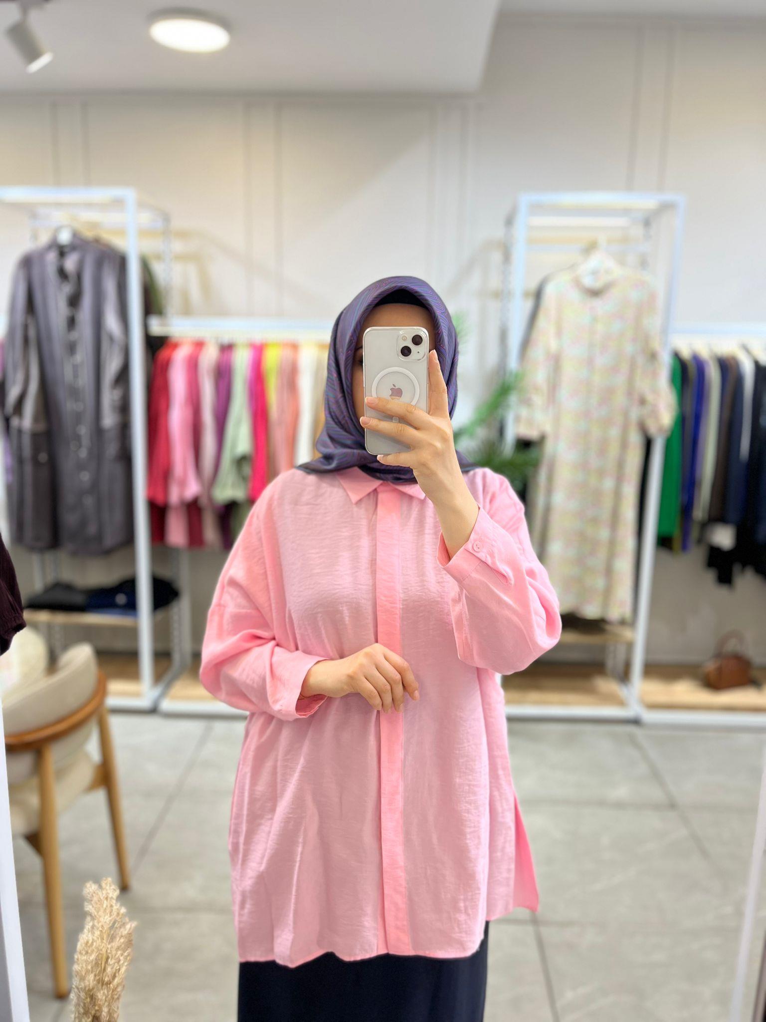 Nuss 3001 Oversize Düğmeli Gömlek Şeker PembeGömlekNuss3852NussNuss 3001 Oversize Düğmeli Gömlek Şeker Pembe
