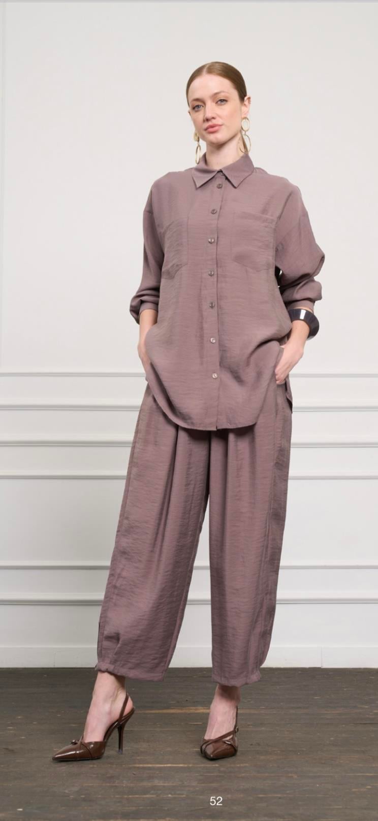 Nuss Cep Detaylı Pantolonlu Takım Çikolata 1046