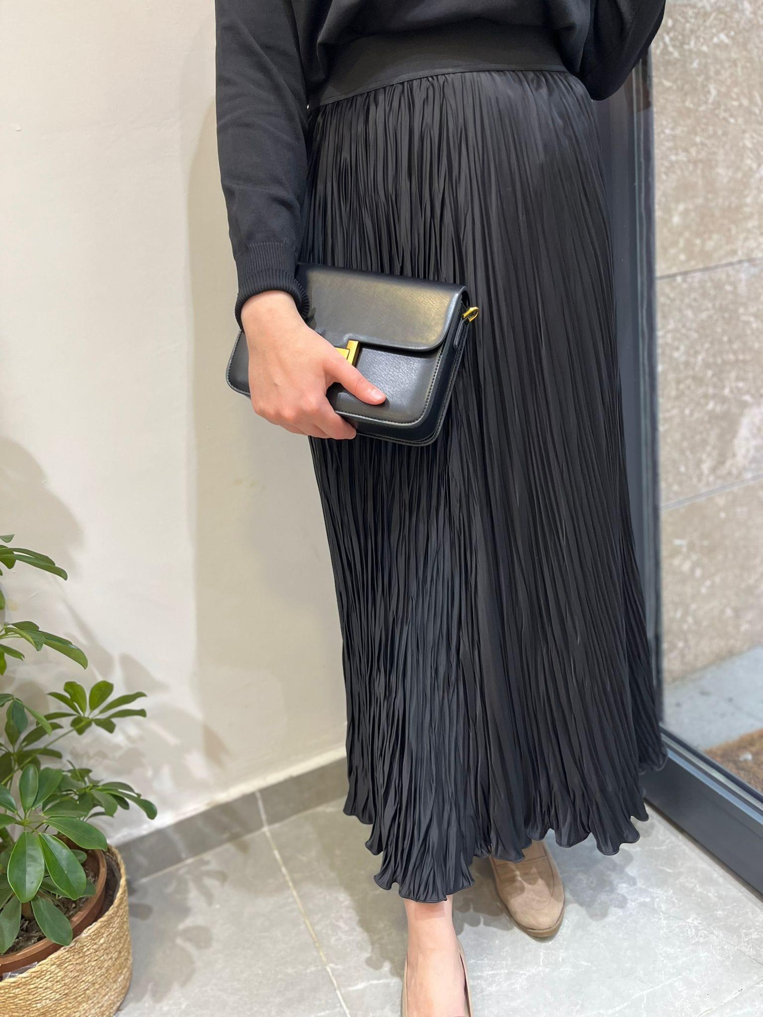 Yusuf Özdemir Desenli Etek Siyah 1504