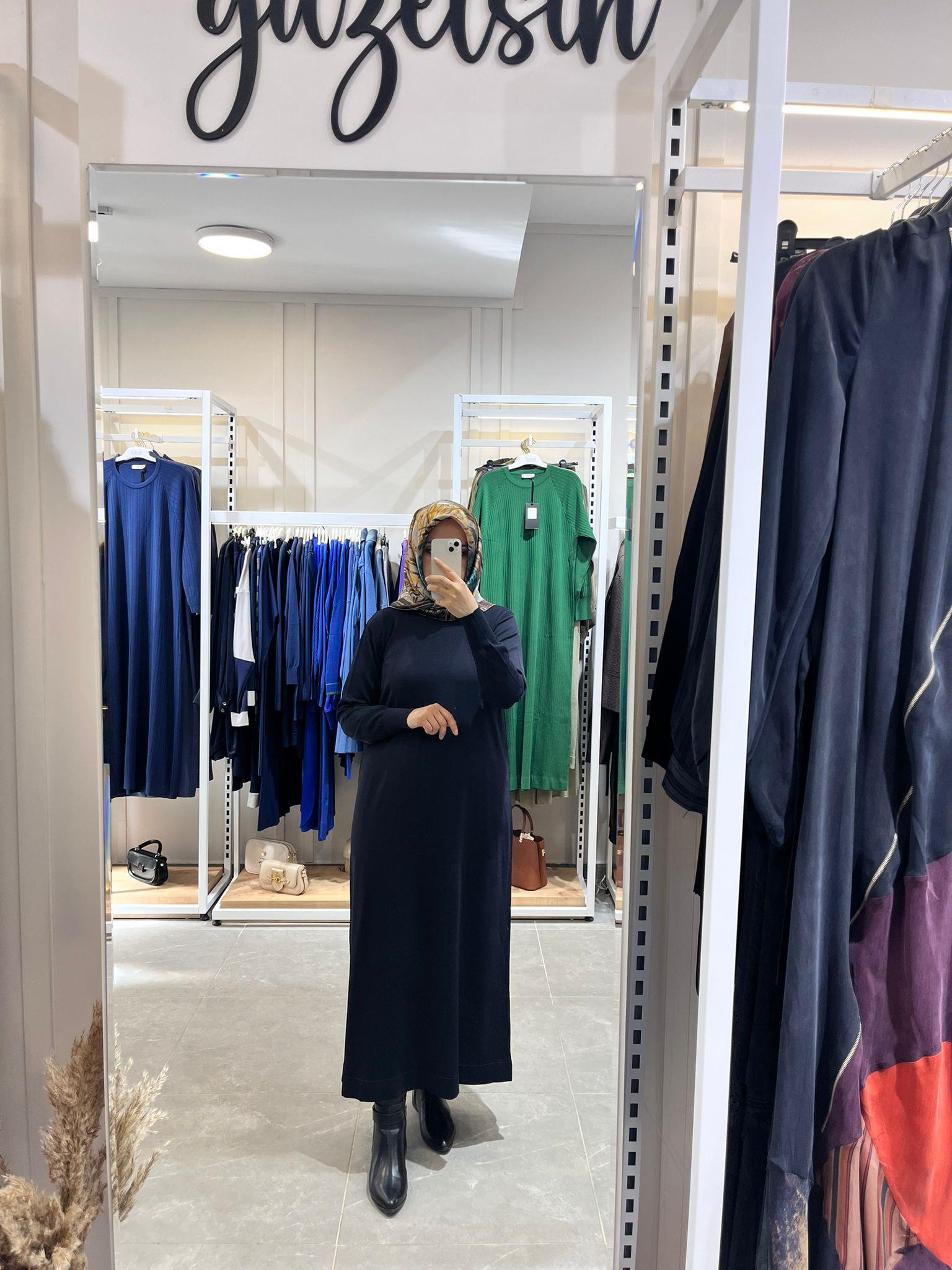 Nuss 1420 Triko Elbise Lacivert