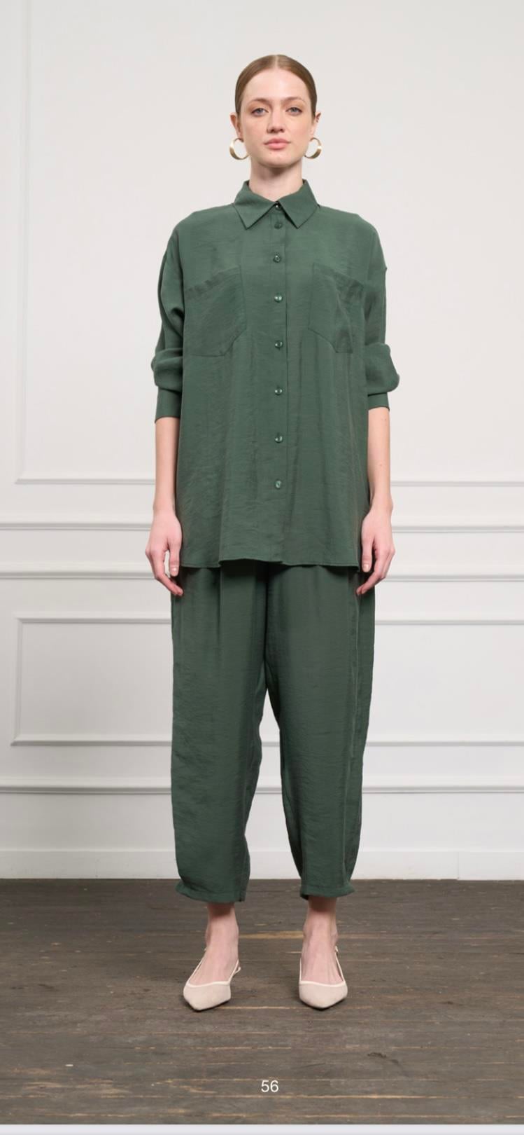 Nuss Cep Detaylı Pantolonlu Takım Turmalin 1046