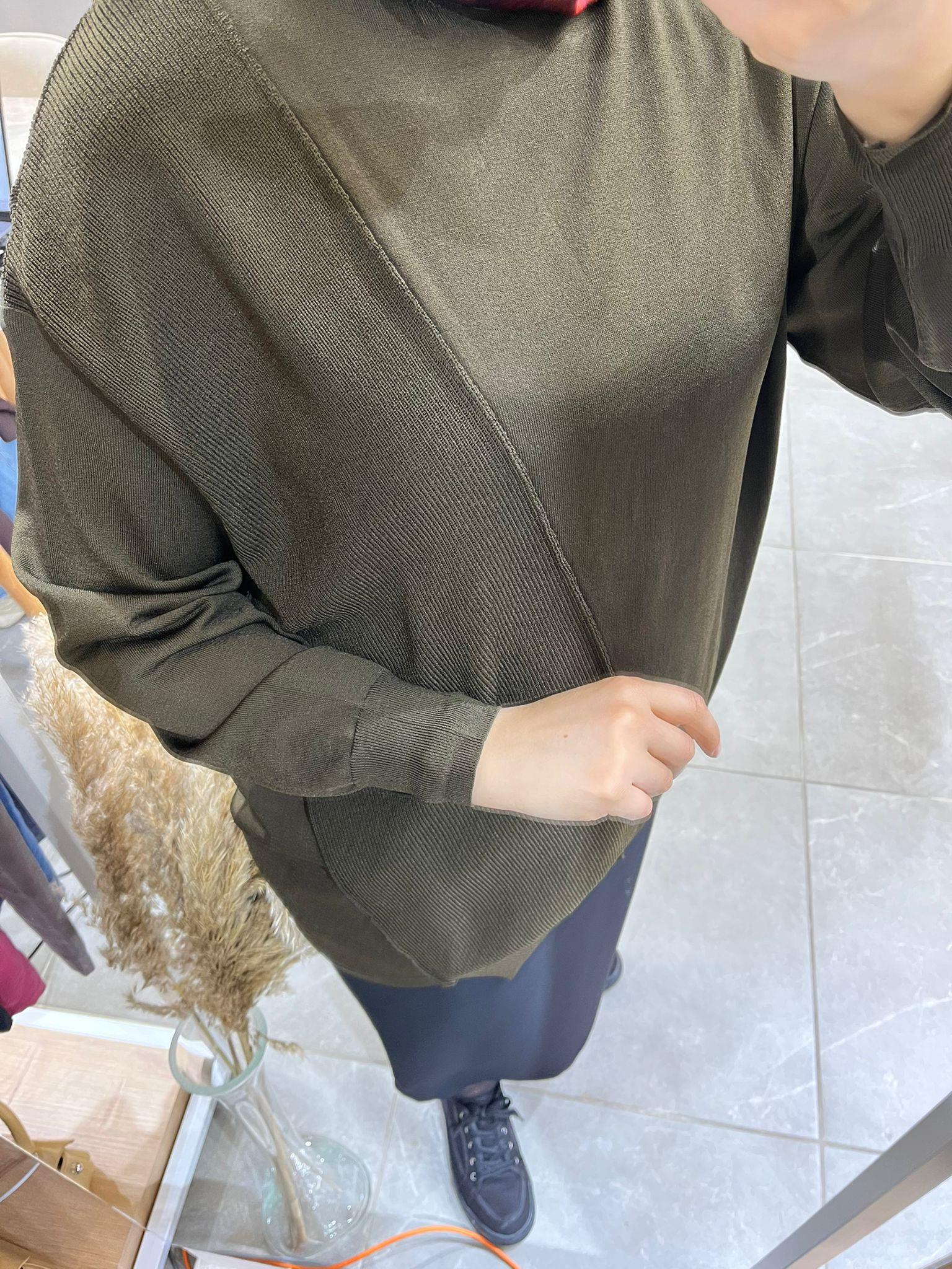 Tığ Triko Örgü Detaylı Tunik HakiTunikTığ TrikoUYT0003786Tığ TrikoTığ Triko Örgü Detaylı Tunik Haki