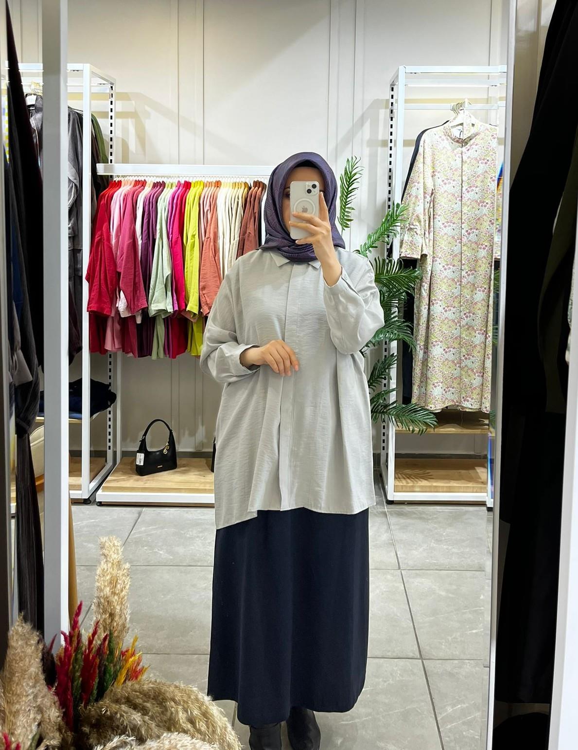 Nuss 3001 Oversize Düğmeli Gömlek GriGömlekNuss3843NussNuss 3001 Oversize Düğmeli Gömlek Gri