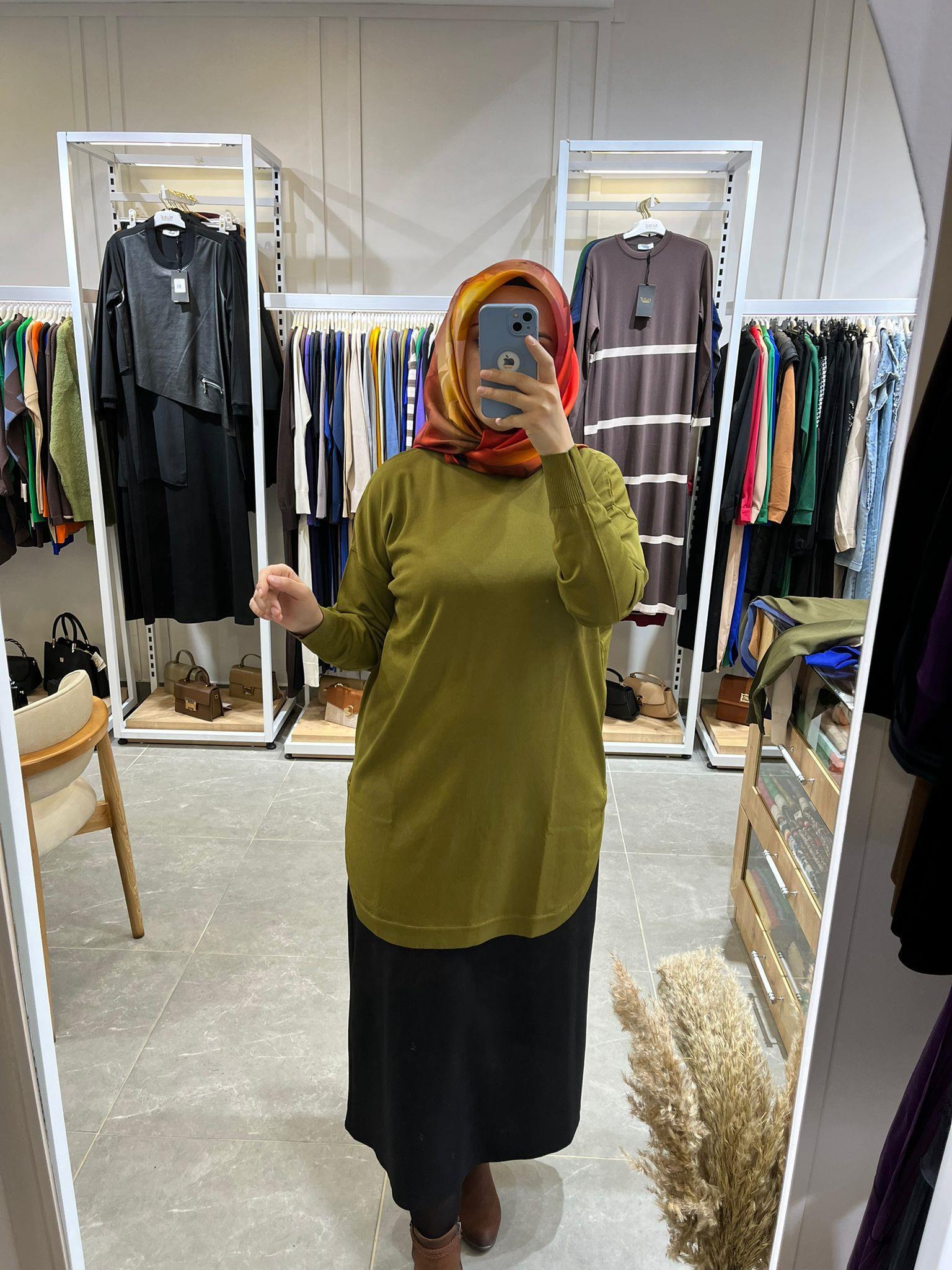 Nuss Oval Kesim Tunik 1200 Yağ Yeşili