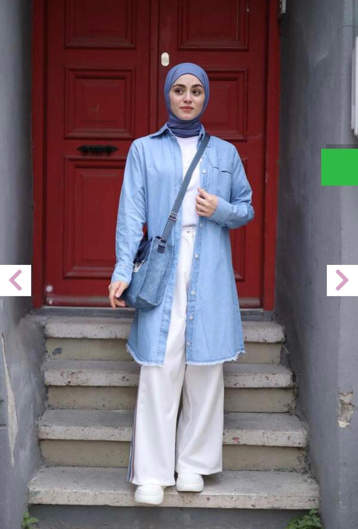 Kadın Püsküllü Tunik Açık Mavi