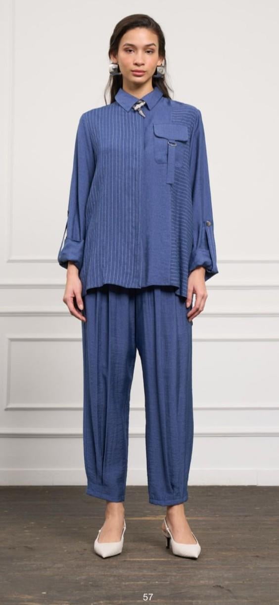 Nuss Pantolonlu Takım İndigo 1041