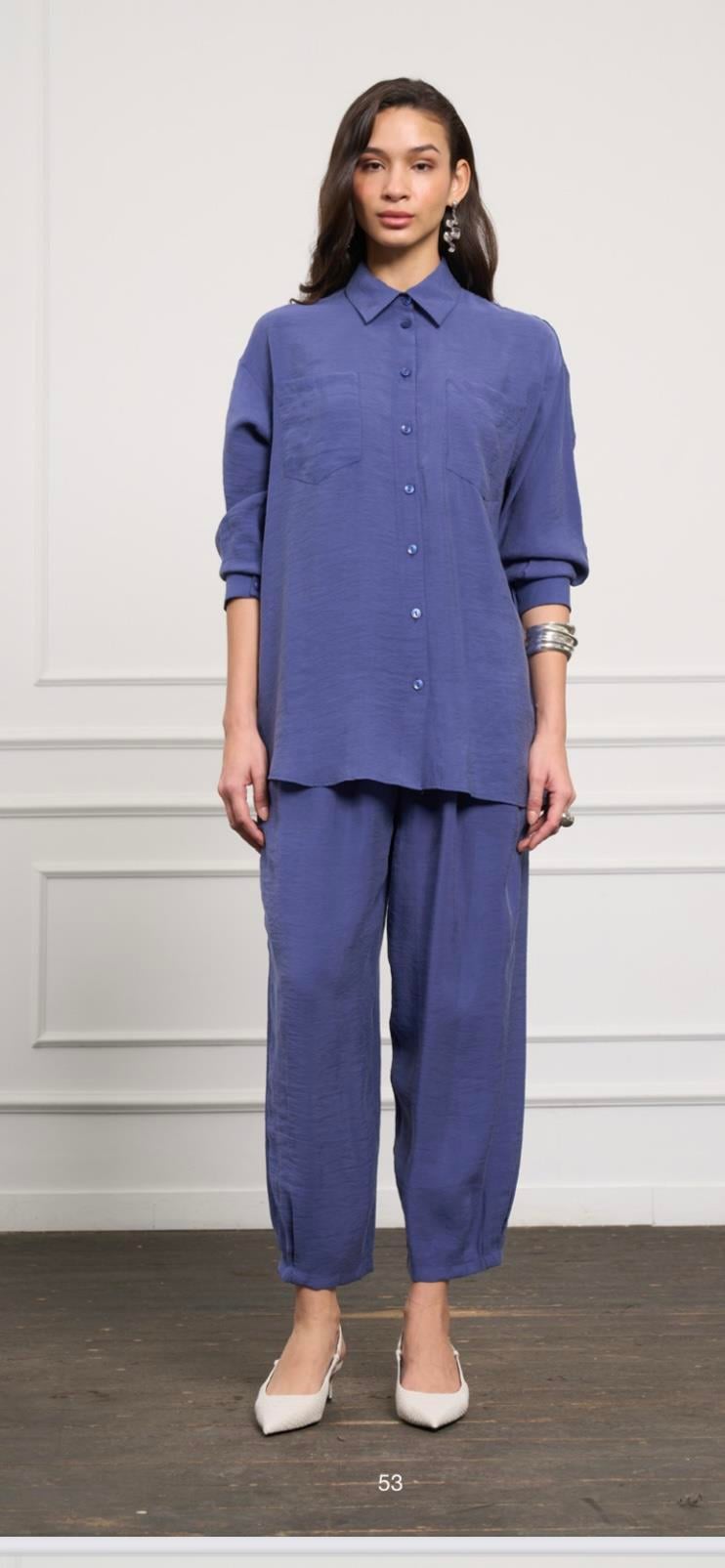 Nuss Cep Detaylı Pantolonlu Takım İndigo 1046