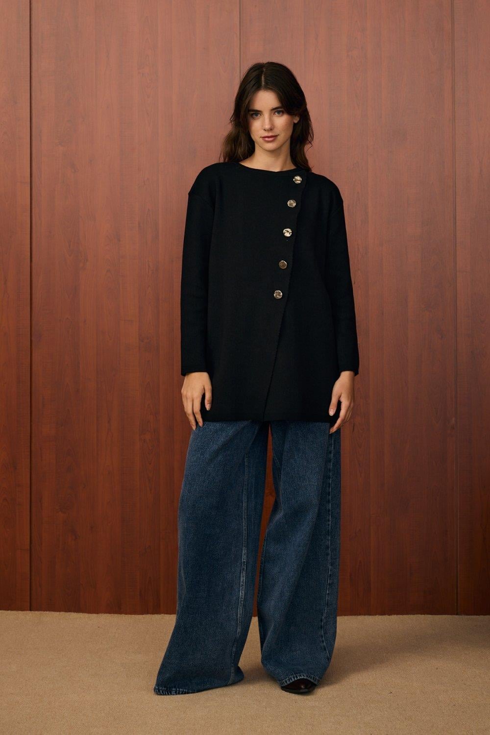 Merwish 1554 Verev Hırka SiyahHırkaMerwishUYT0003775MerwishMerwish 1554 Verev Hırka Siyah