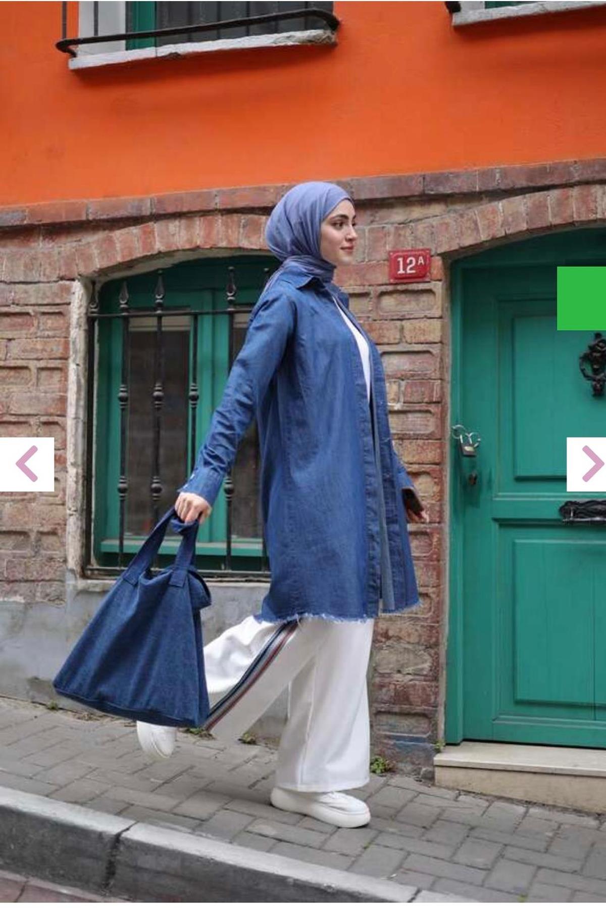 Kadın Püsküllü Tunik Koyu Mavi