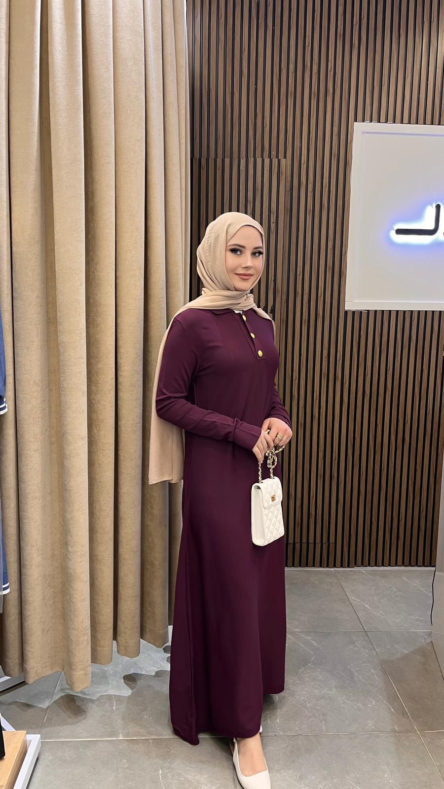 Nuss 1422 Polo Yaka Triko Elbise BordoElbiseNussUYT0003745NussNuss 1422 Polo Yaka Triko Elbise Bordo