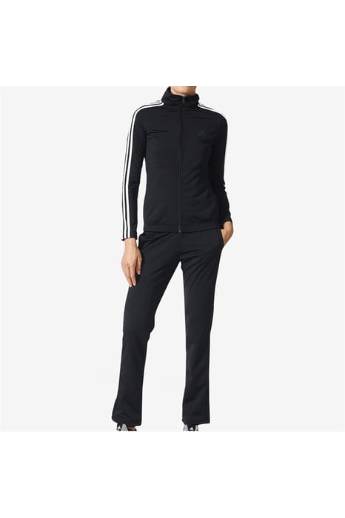 Adidas BK4673 Back2Bas 3S TS Kadın Eşofman Takımı Siyah Beyaz