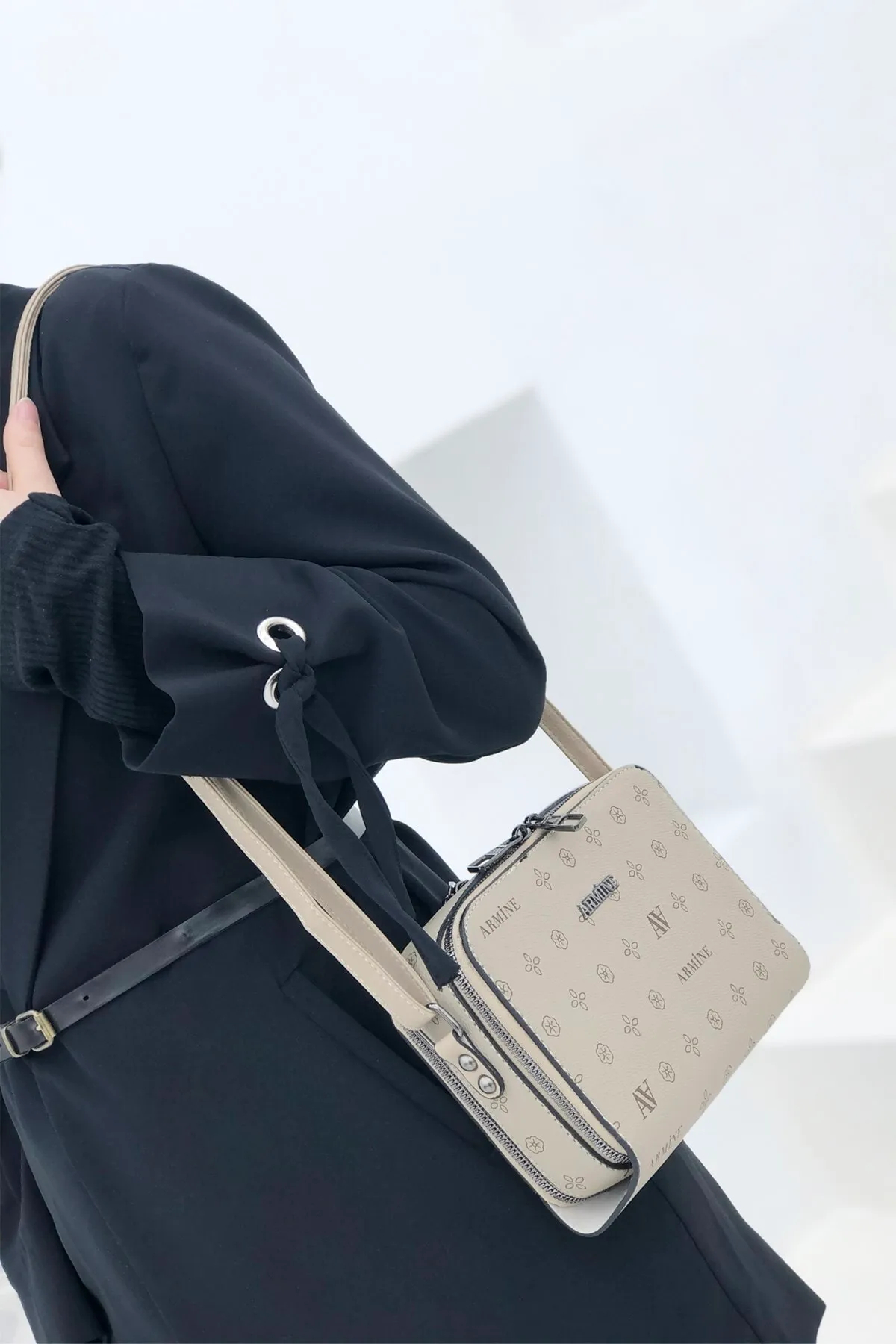 Armine 228 Bayan Çanta Baskılı Vizon