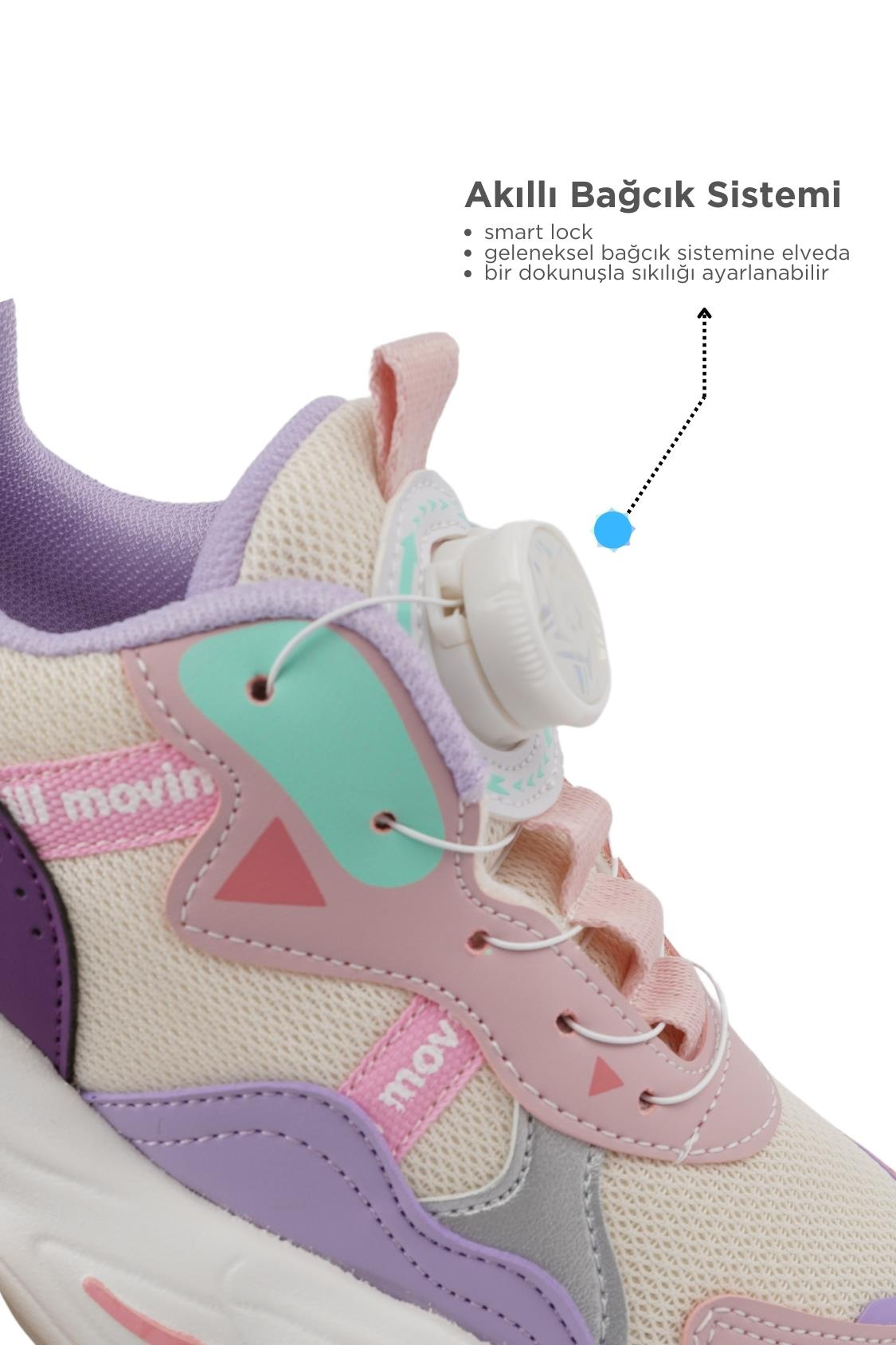 BoBe KIDS REX Mekanizmalı FLT Kız Çocuk Spor Ayakkabısı Pudra pudra
