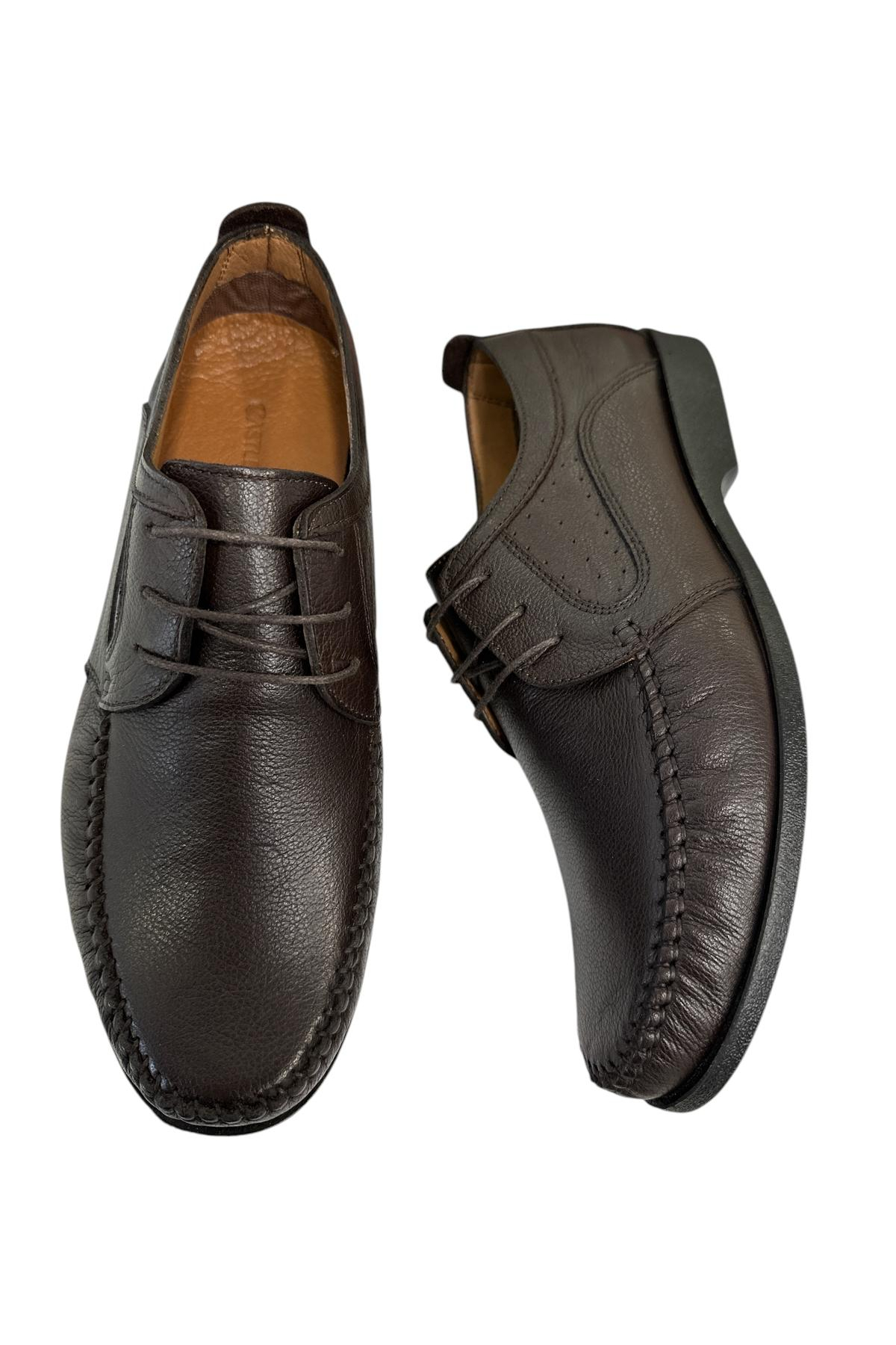 Castle Black 3075 Hakiki Deri Klasik Ayakkabı Kahverengi
