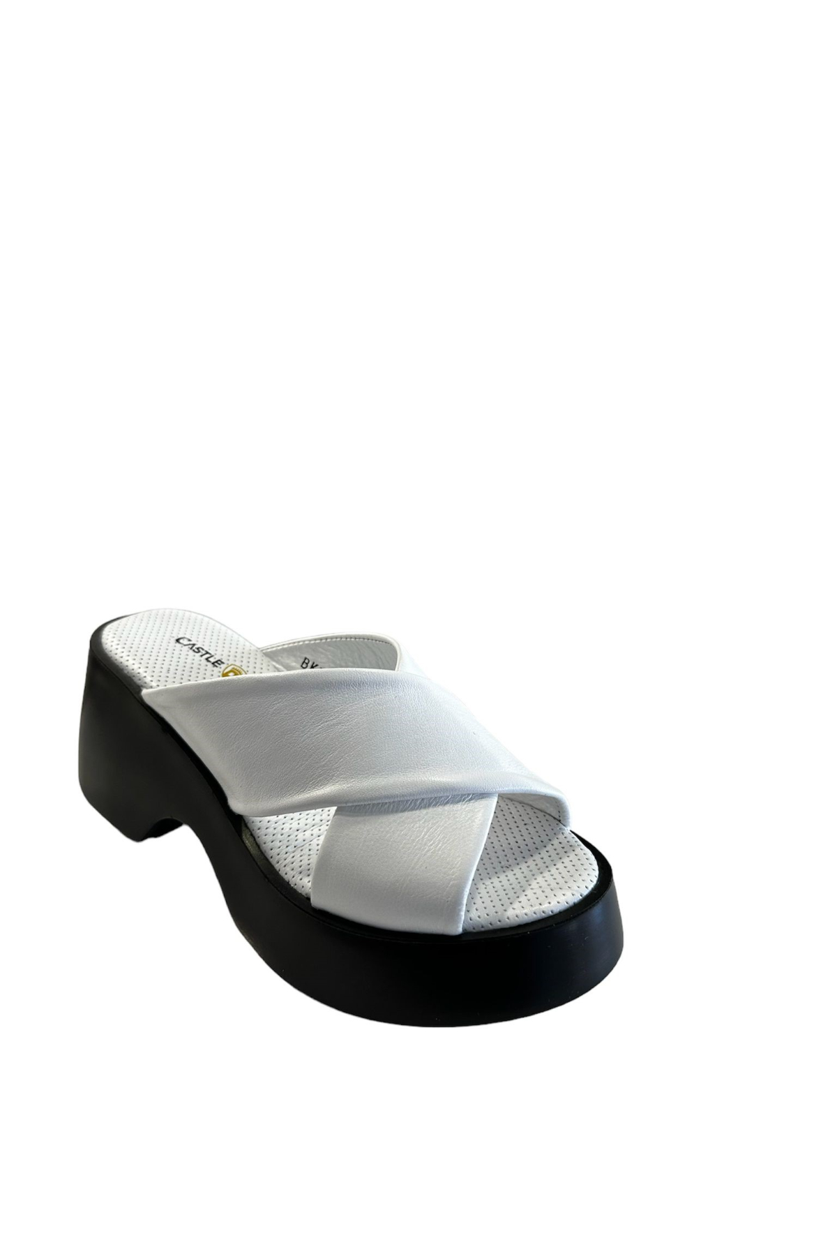 Castle Black 42618 Kadın Hakiki Deri Yazlık Terlik Beyaz