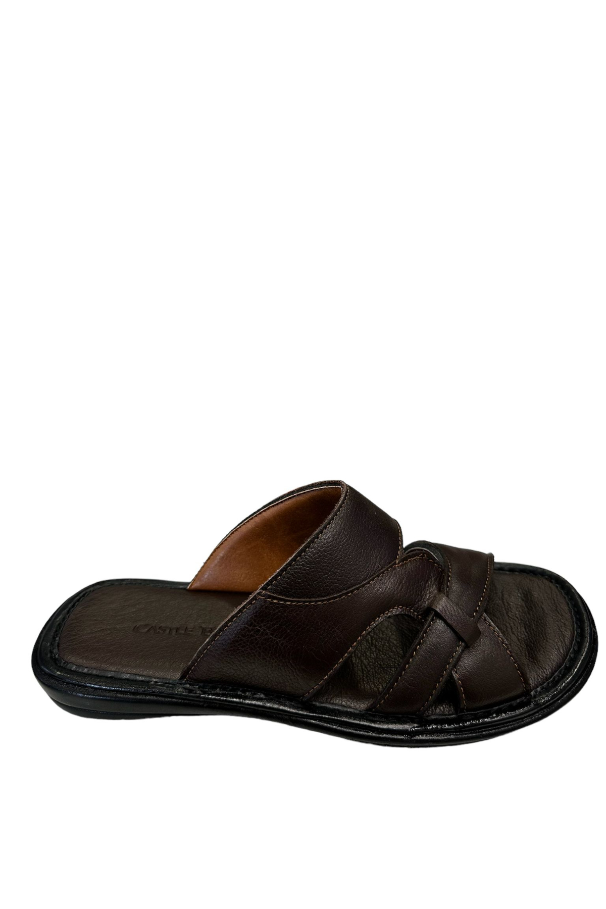 Castle Black 8521 Erkek Hakiki Deri Terlik Kahverengi