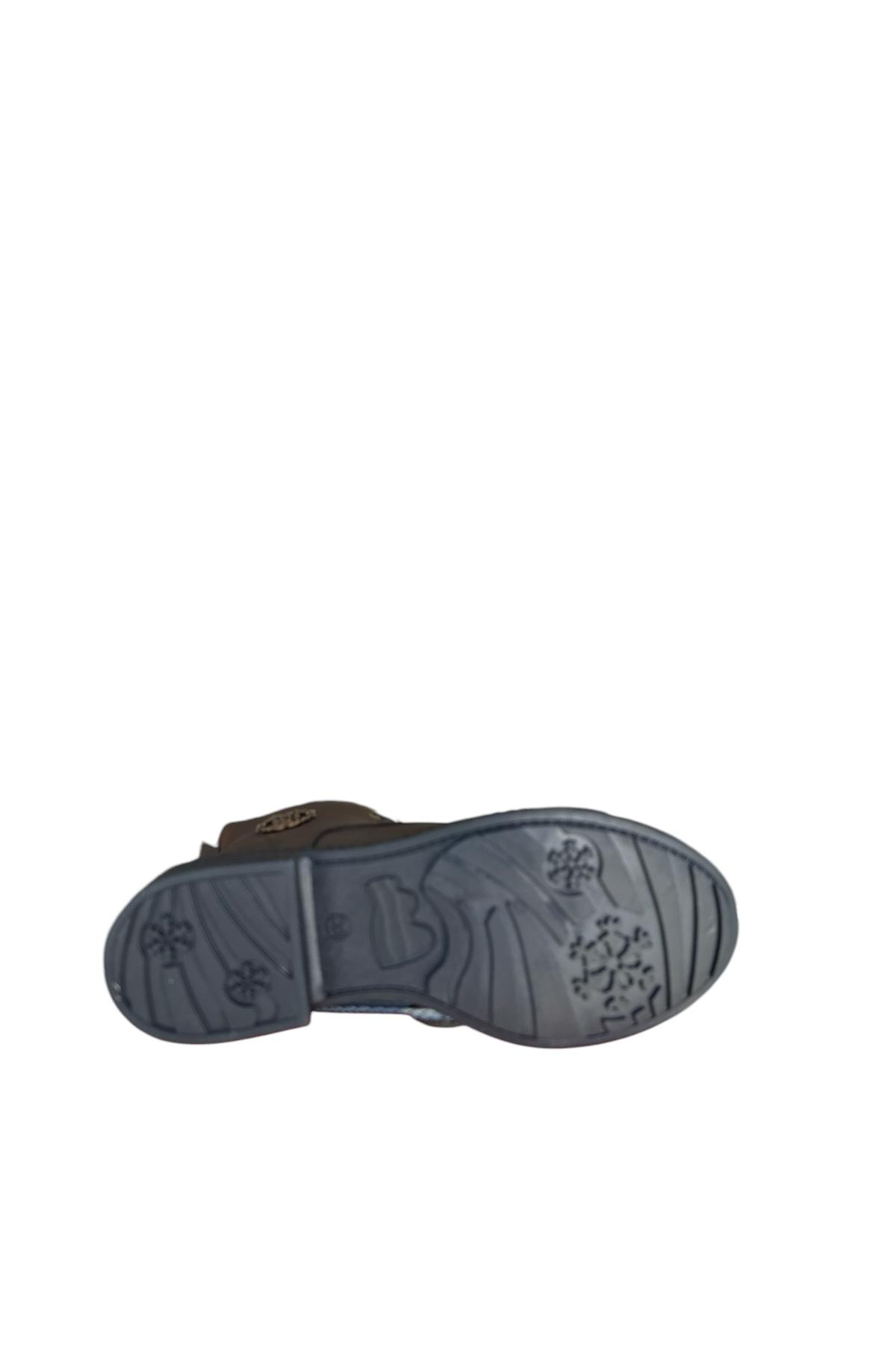 Castle Black YLDZ-20912-1 Siyah Hakiki Deri Kadın Bot Kahverengi