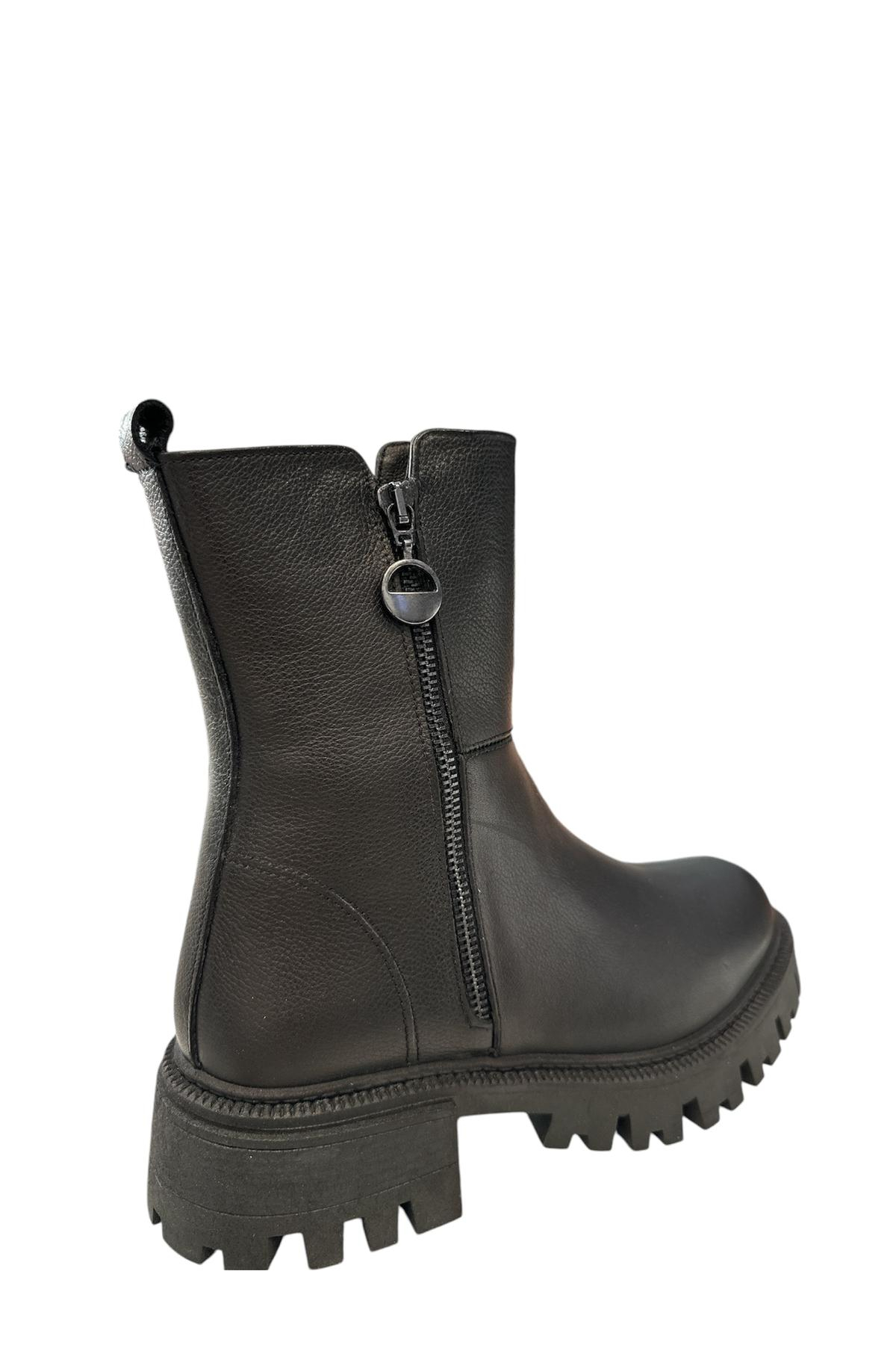 Castle Black YLDZ-23782-1 Kadın Hakkiki Deri Klasık Bot Siyah