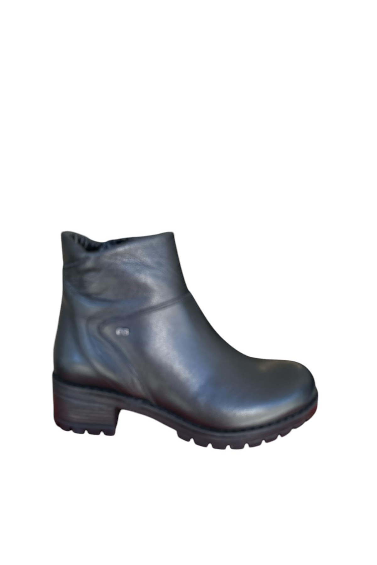 Castle Black YLDZ-2683-1 Kadın Hakiki Deri Kadın Bot Siyah