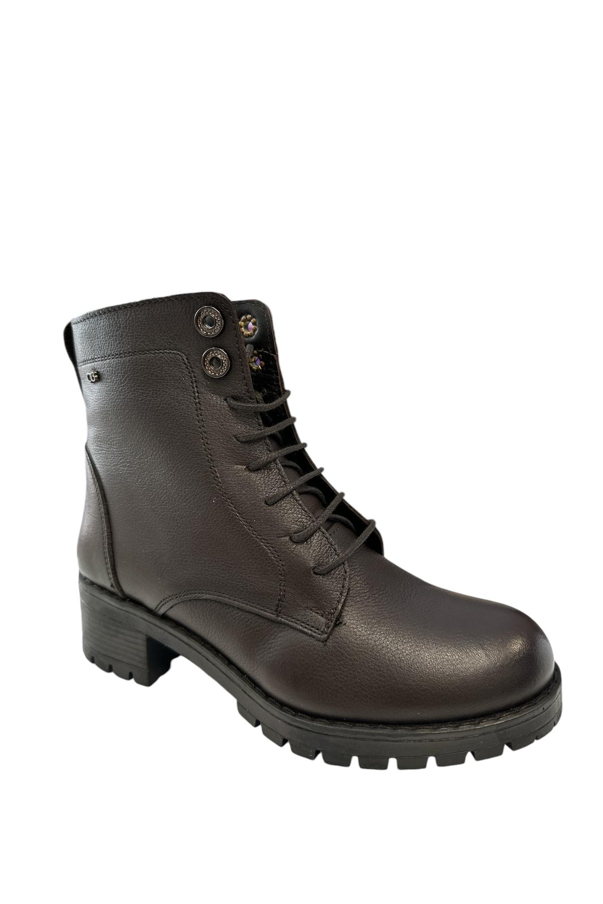 Castle Black YLDZ-3680-1 Kadın Hakkiki Deri Klasık Bot Kahverengi