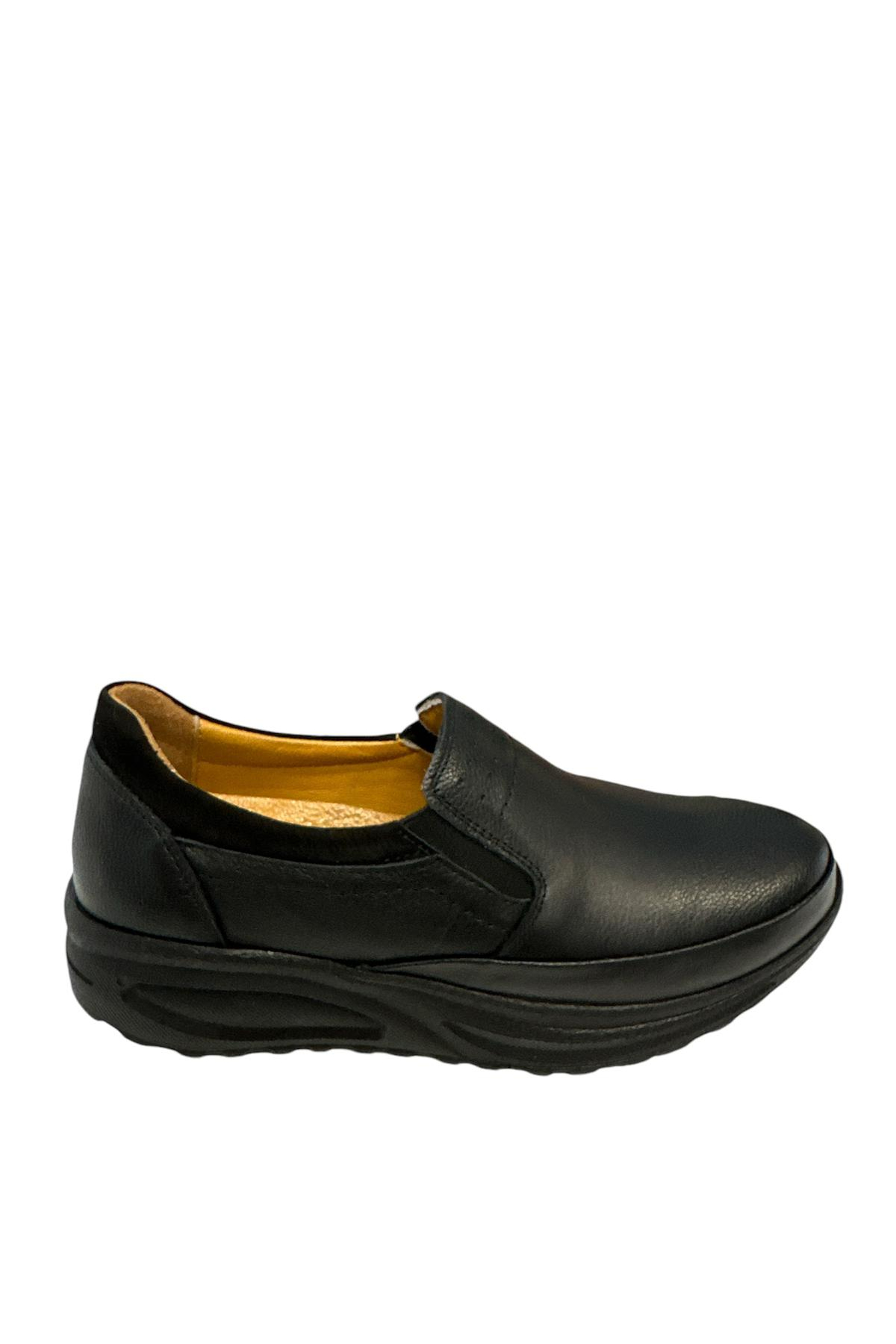 Castle Black YLDZ-42638 Kadın Hakiki Deri Ortopedik Comfort Ayakkabı Siyah