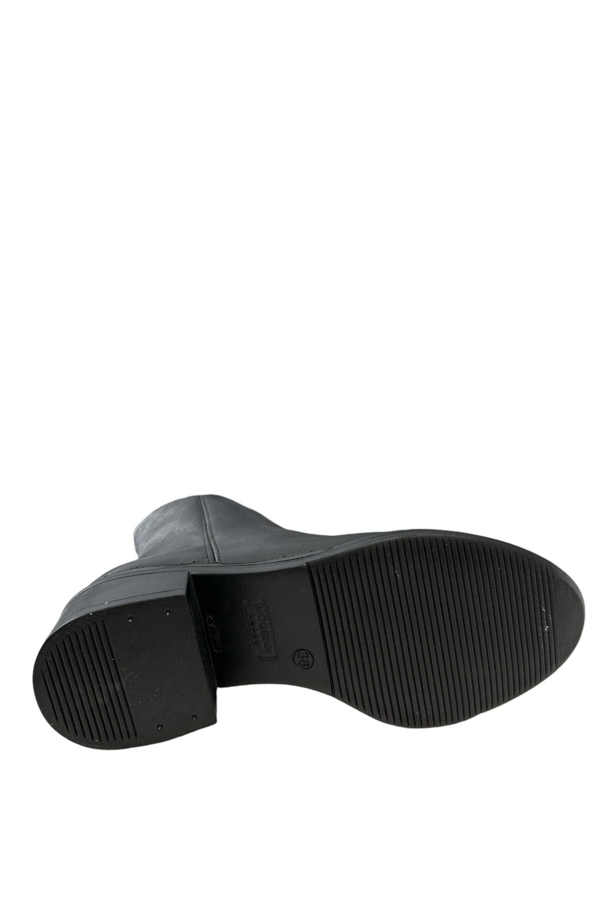 Castle Black YLDZ-47621-1 Kadın Hakkiki Deri Klasık Bot Siyah