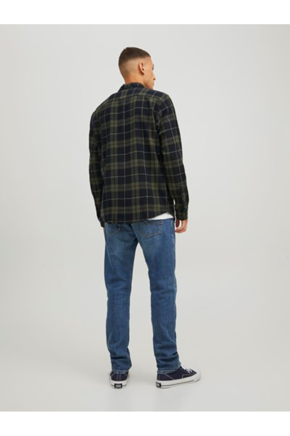 Jack&-Jones 12259895 JJEWILLY CHECH SHIRT Erkek Gömlek Haki Siyah