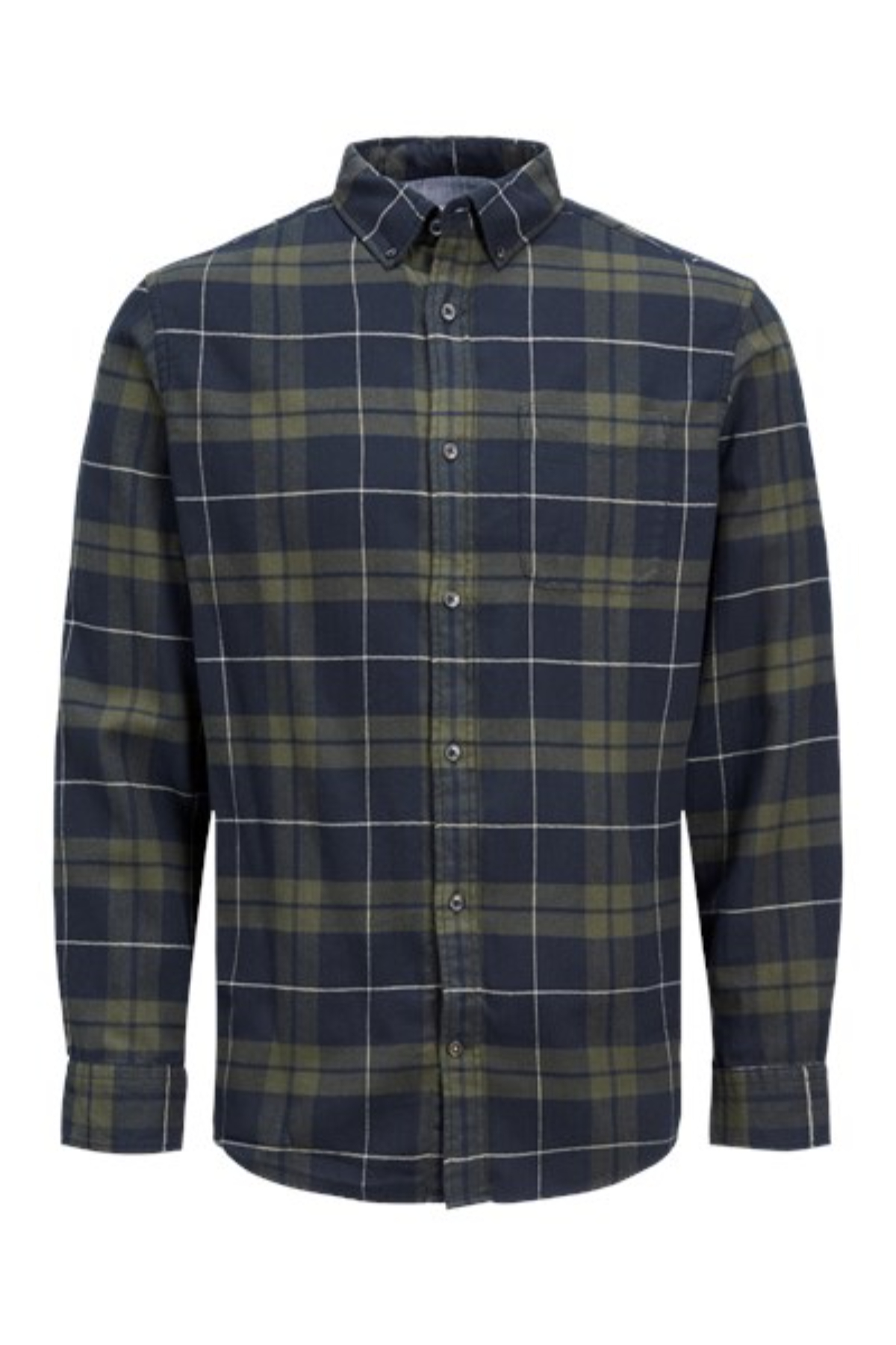 Jack&-Jones 12259895 JJEWILLY CHECH SHIRT Erkek Gömlek Haki Siyah
