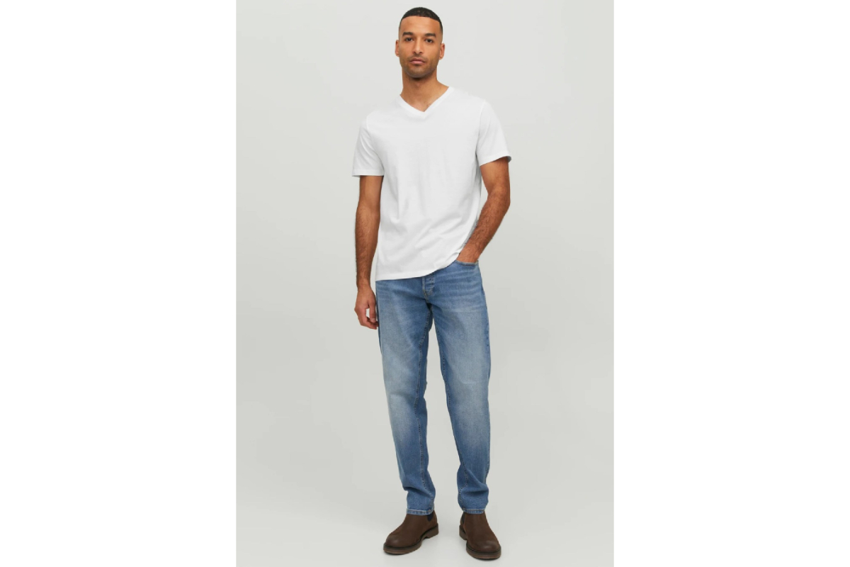 Jack&Jones 12156102 JJEORGANIC BASIC TEE SS V-NECK Erkek T-Shirt Beyaz