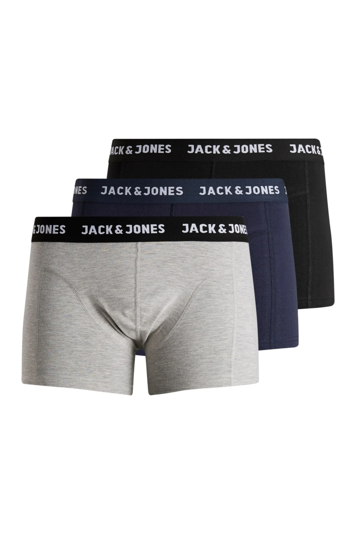 Jack&Jones 12160750 JACANTHONY TRUNKS 3 PACK Boxer Siyah Gri