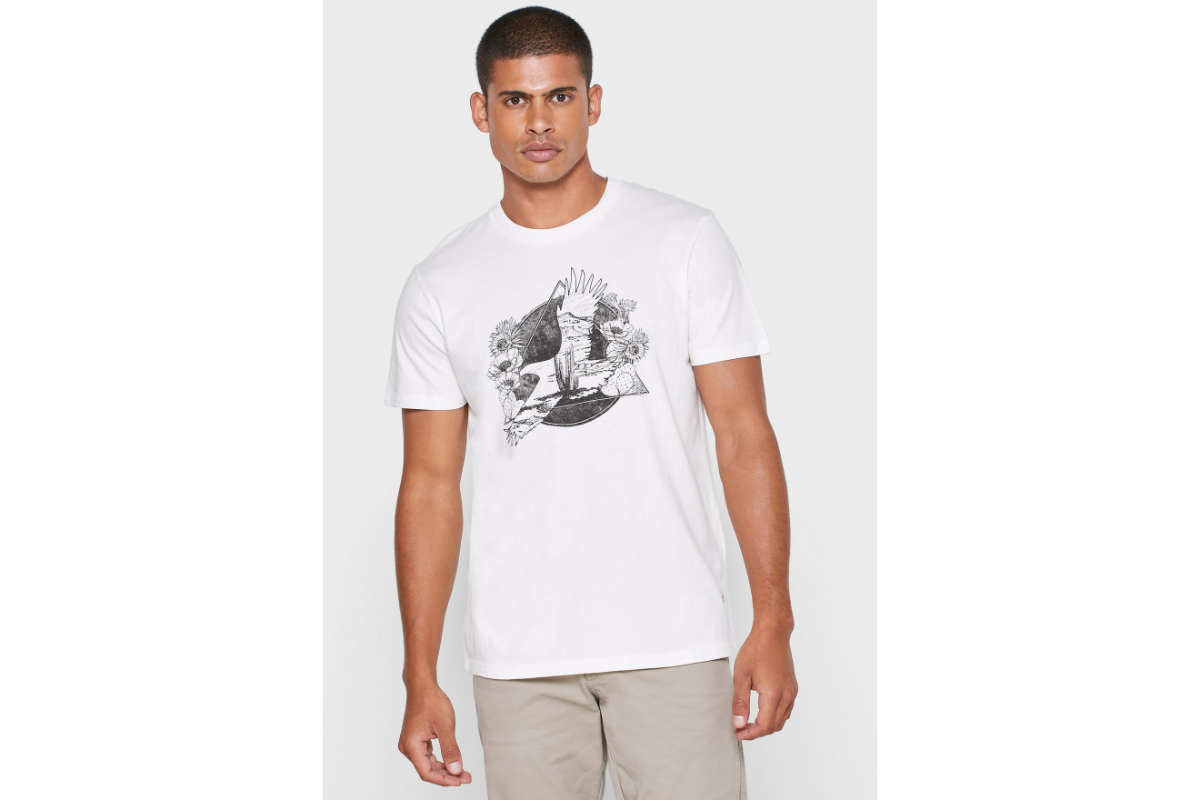 Jack&Jones 12170382 Mystic Blue / REG Erkek T-Shirt Beyaz