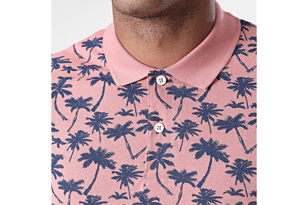 Jack&Jones 12171702 Rosette/SLIM Erkek T-Shirt Pembe Lacivert