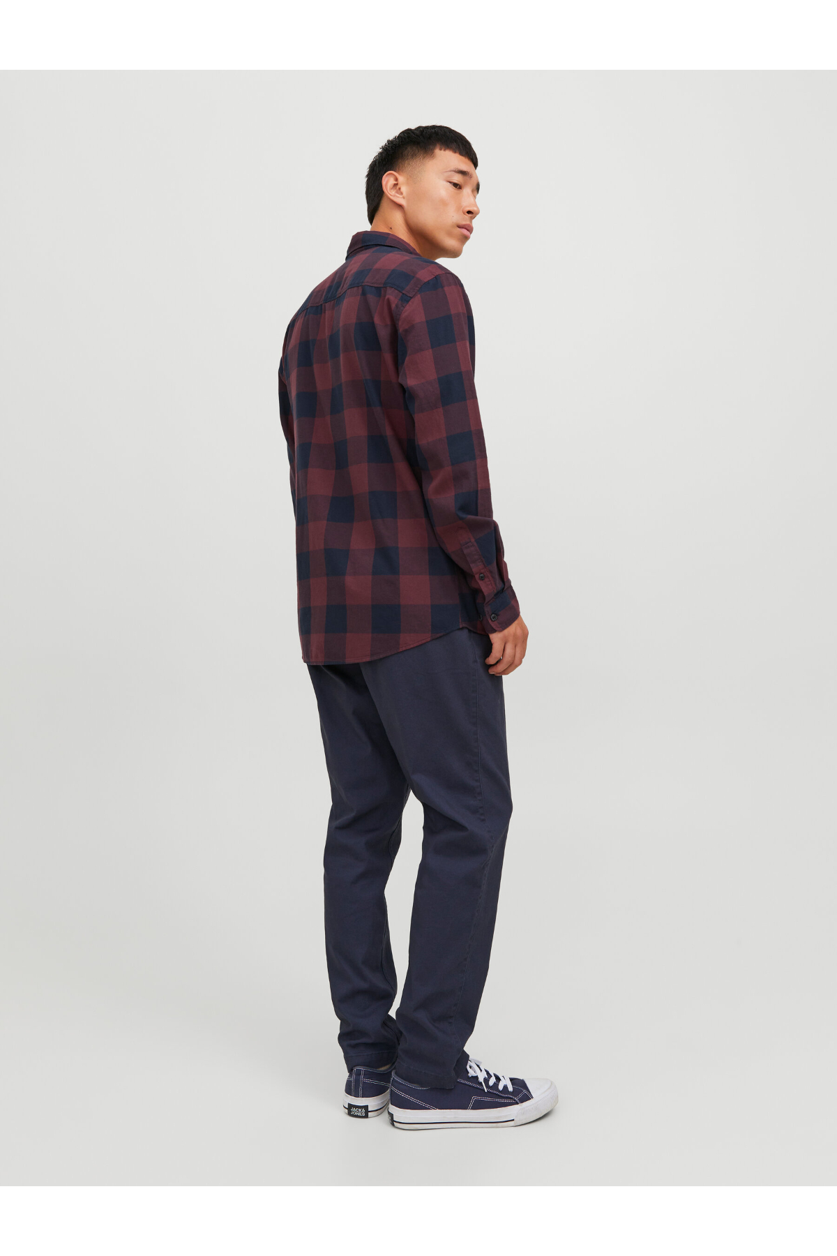Jack&Jones 12181602 JJEGINGHAM TWILL SHIRT Erkek Gömlek Siyah Kırmızı