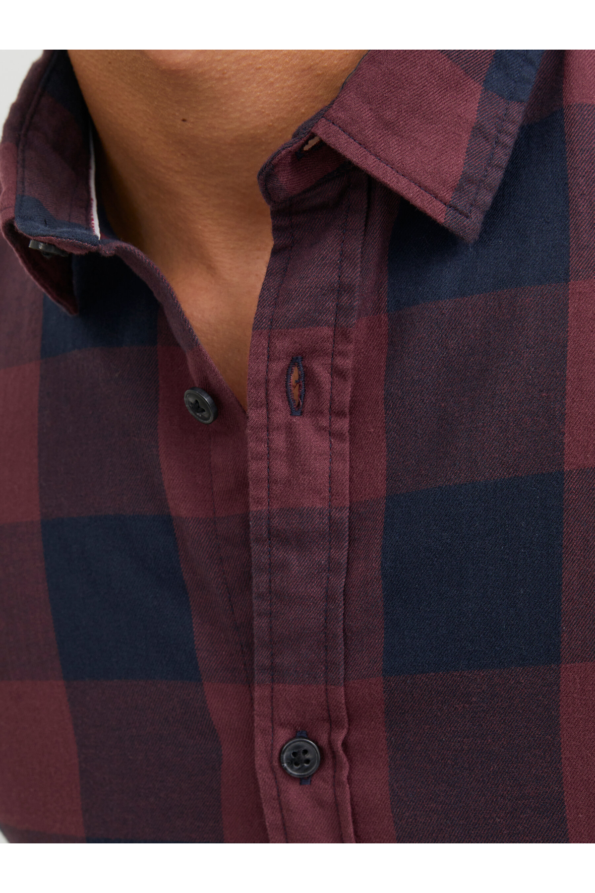 Jack&Jones 12181602 JJEGINGHAM TWILL SHIRT Erkek Gömlek Siyah Kırmızı