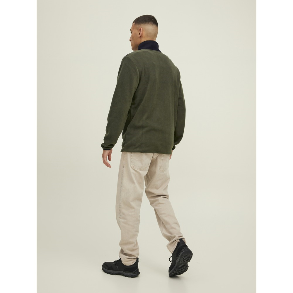 Jack&Jones 12218426 Jcotech Polar Sweatshirt Erkek Haki Siyah Sweatshirt Haki Siyah