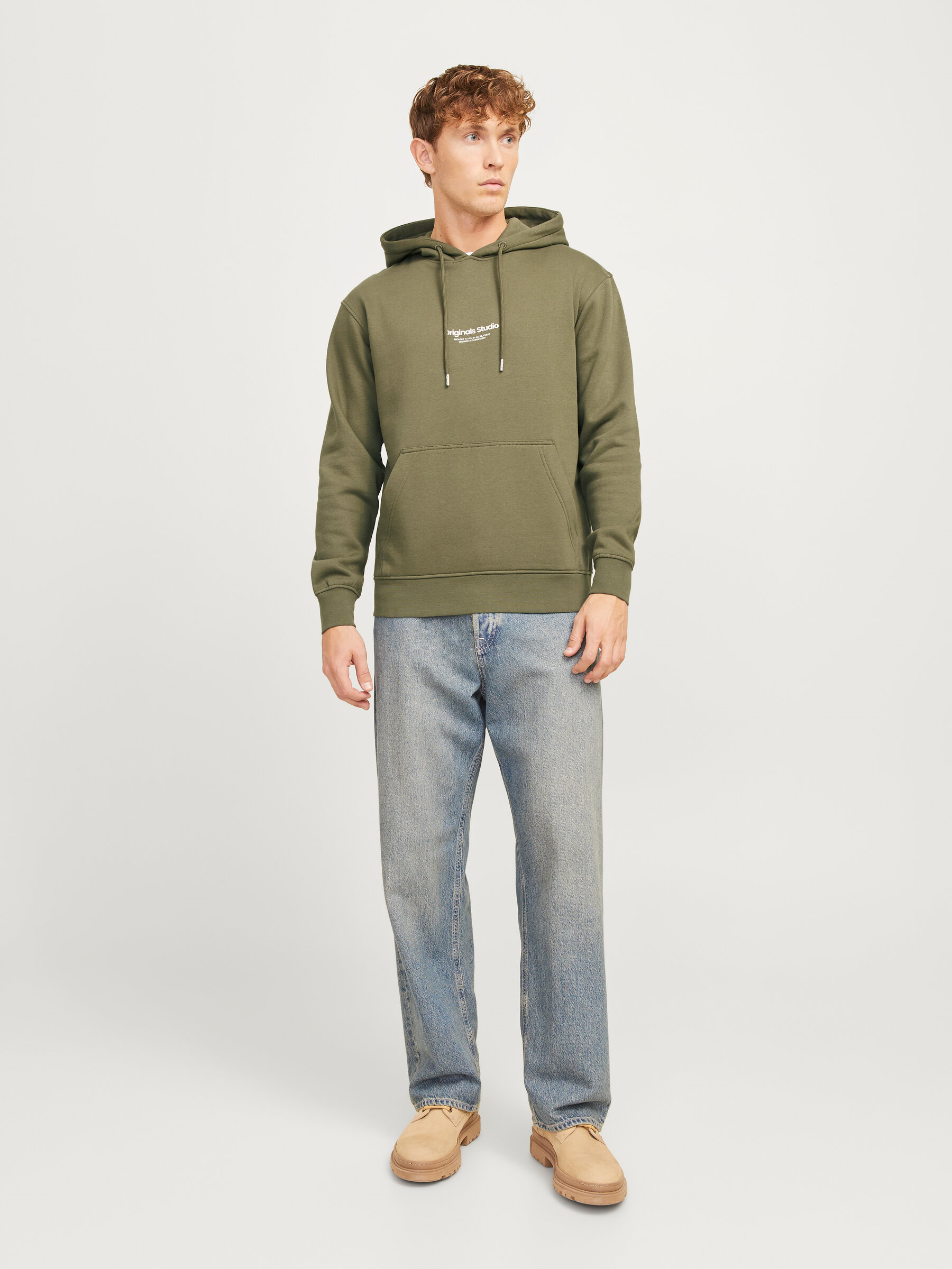 Jack&Jones 12241687 JORVESTERBRO SWEAT HOOD Erkek Sweat Shirt Haki yeşil
