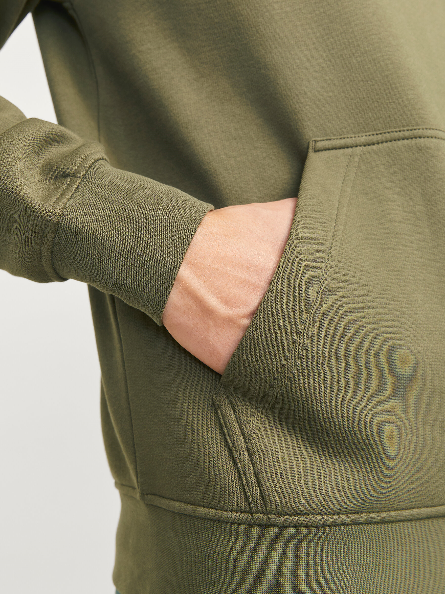 Jack&Jones 12241687 JORVESTERBRO SWEAT HOOD Erkek Sweat Shirt Haki yeşil