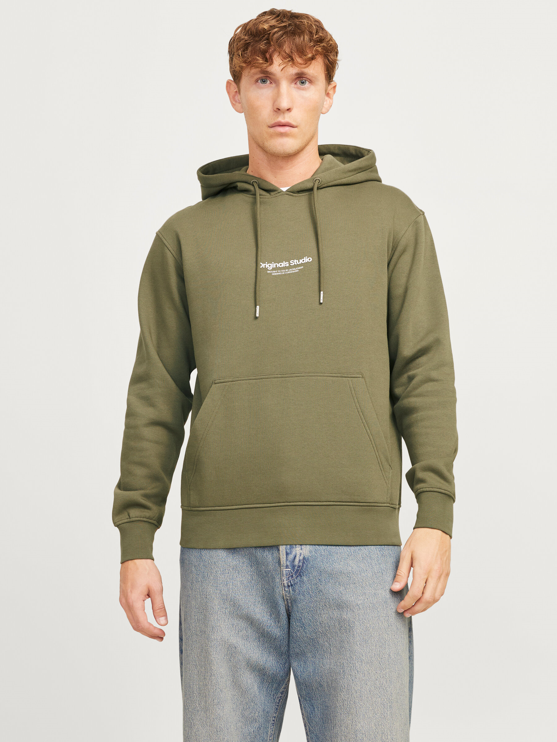 Jack&Jones 12241687 JORVESTERBRO SWEAT HOOD Erkek Sweat Shirt Haki yeşil