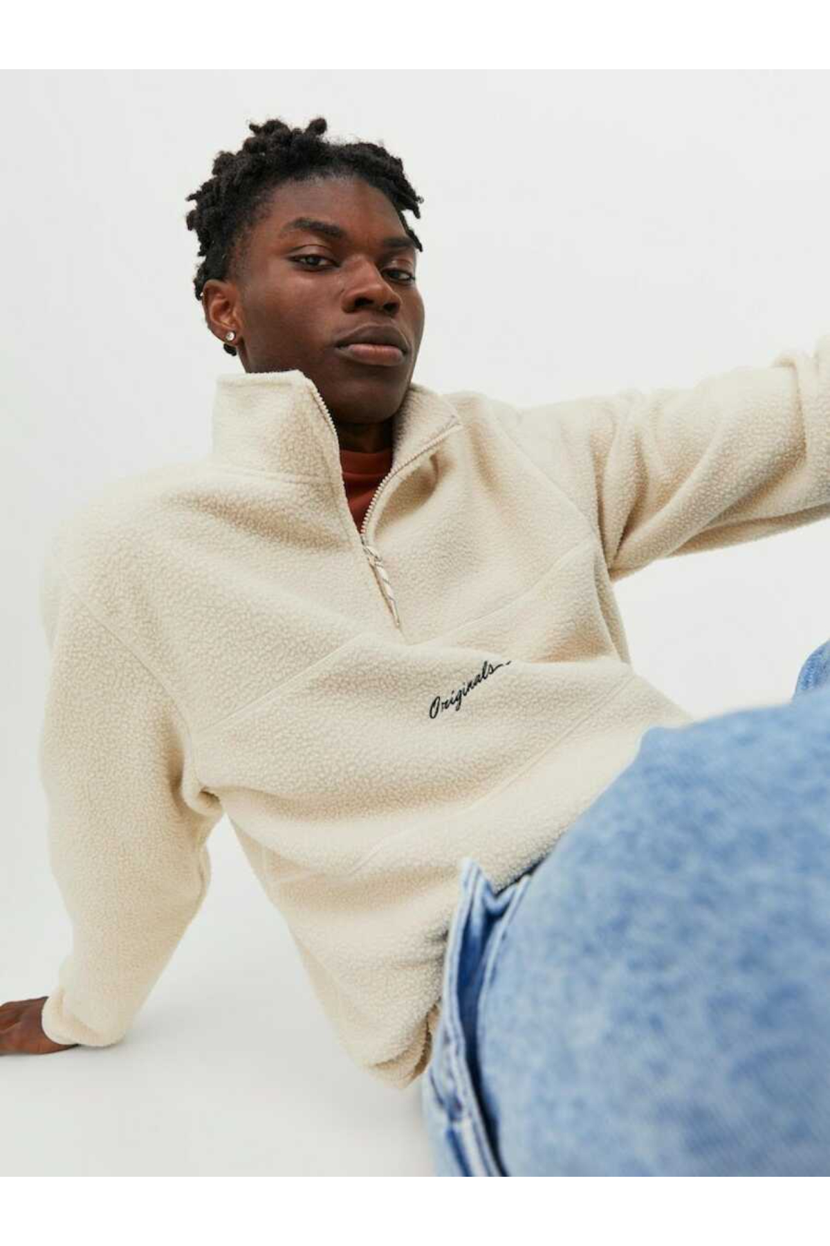 Jack&Jones 12246517 Jorhays Fleece Half Erkek Sweat Shirt bej