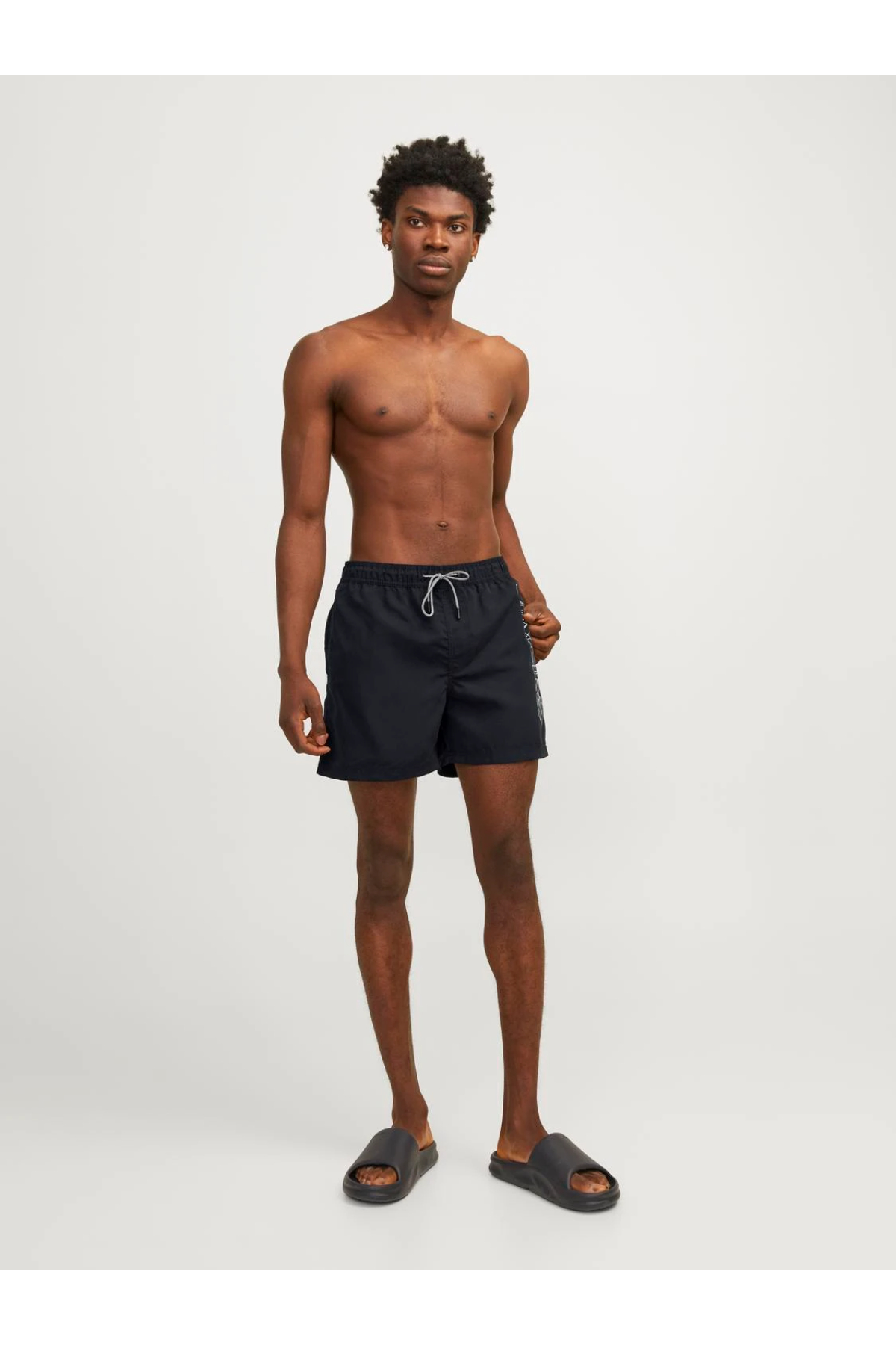 Jack&Jones 12253118 JPSTFIJI JJSWIM DOBULE LOGO Erkek Yüzme Şortu Siyah